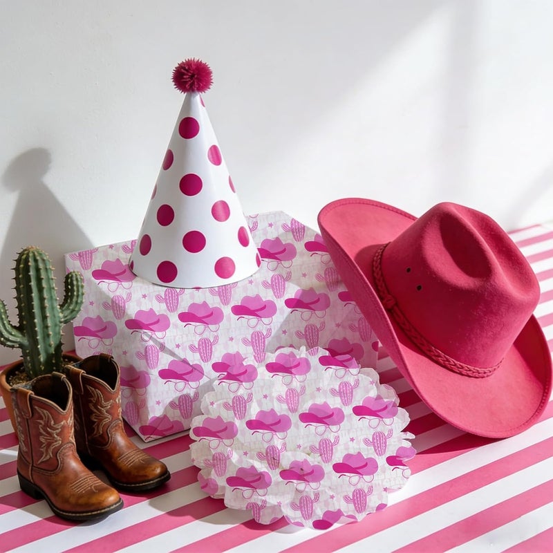 Ethanberg 60 Sheets Gift Wrapping Tissue Paper Bulk, Pink Cactus Hat Print Tissue Paper for Gift Bags, Decorative Art Papers for DIY Crafts Wedding Birthday Baby Showers Holiday Party Decor, 20x14 Inches - Image 5